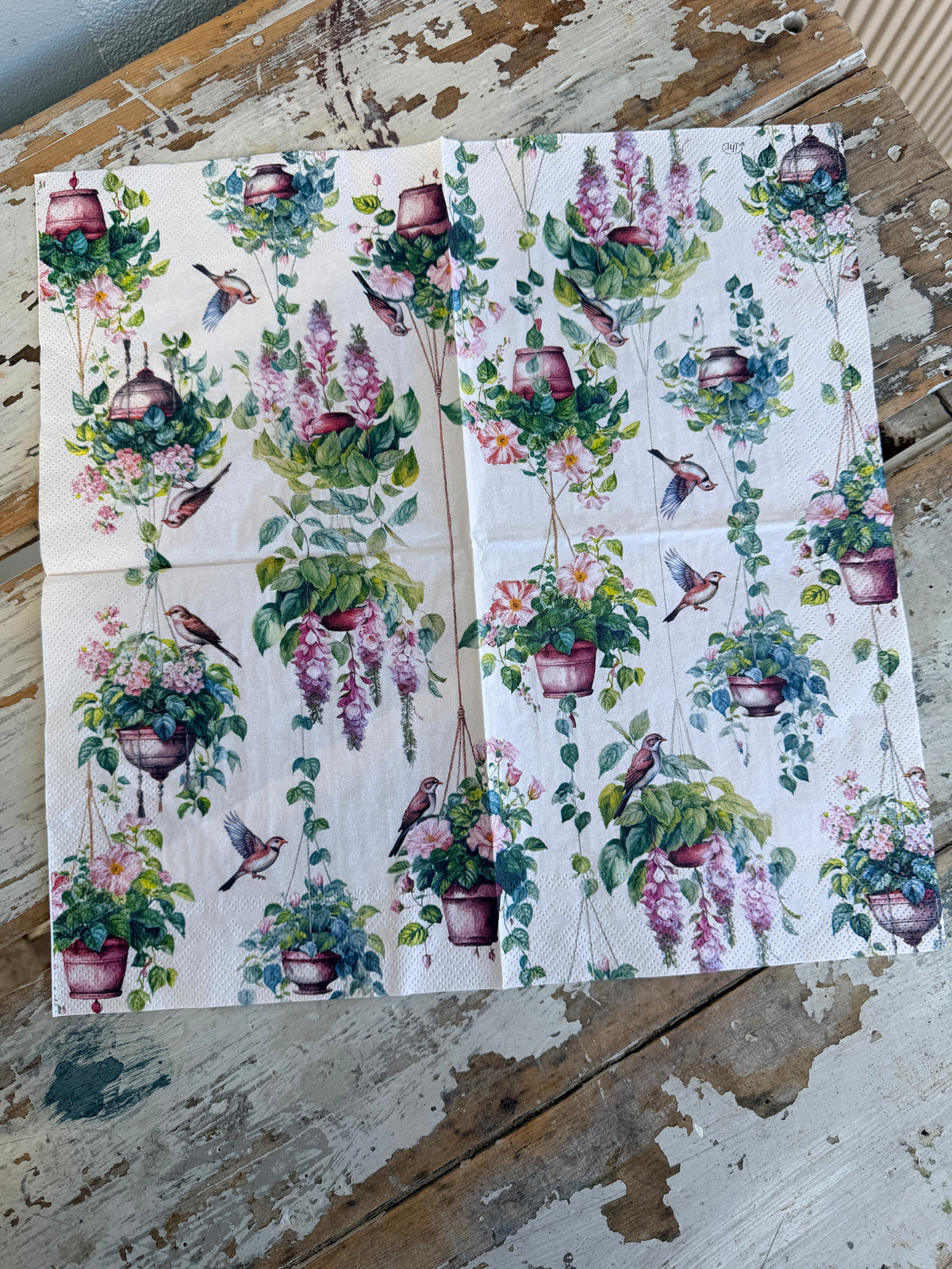 Flower Baskets Hanging Napkin for Decoupage