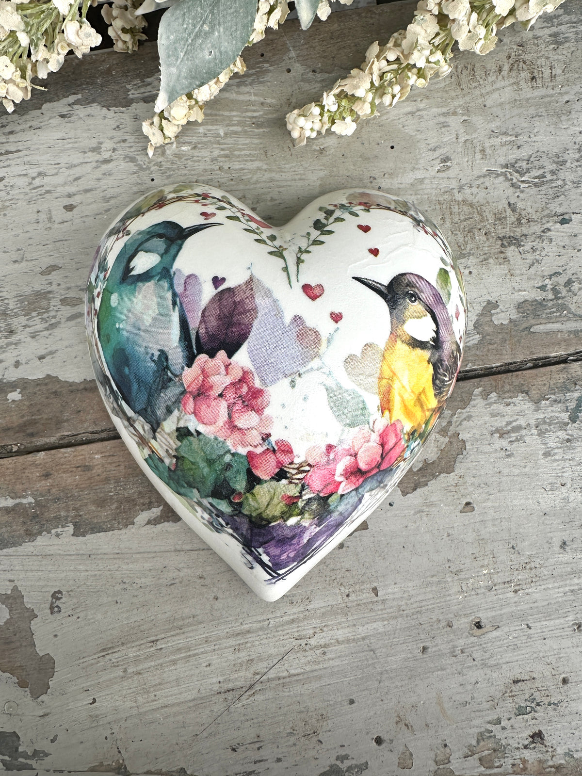 Loving Birds Ceramic Heart