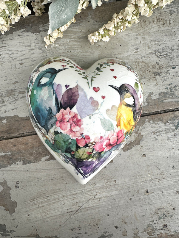 Loving Birds Ceramic Heart