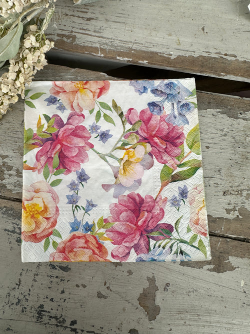 Orchids & Peony Napkin for Decoupage