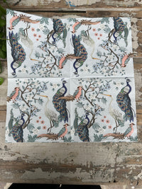 Peacocks & Heron in Garden Blue Napkin for Decoupage