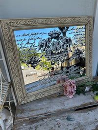 Rustic French Cream Mirror with Typography large