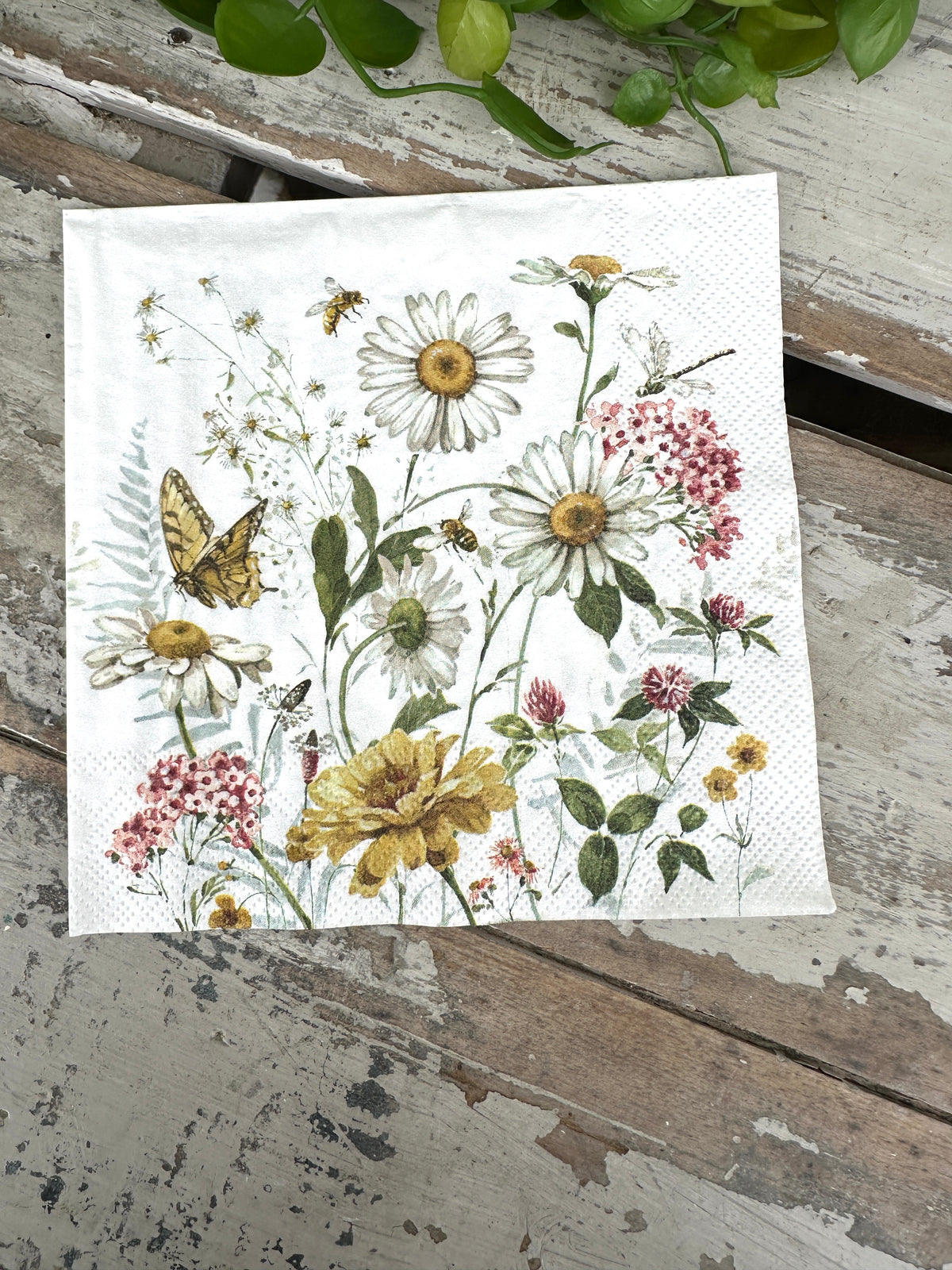 Daisy Butterfly Napkin for Decoupage