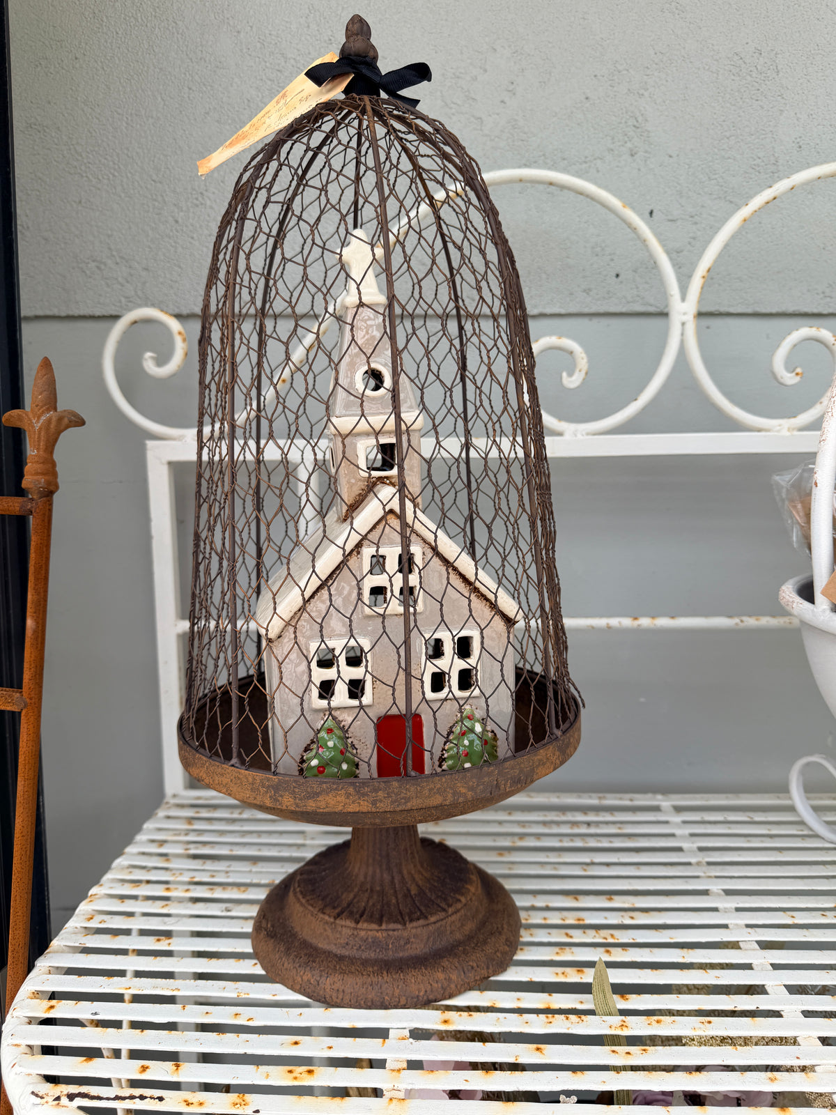 Maison Metal Garden Cloche on metal rusty base  COURIER QUOTE / COLLECT ONLY