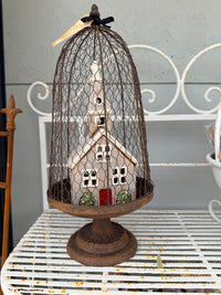 Maison Metal Garden Cloche on metal rusty base  COURIER QUOTE / COLLECT ONLY