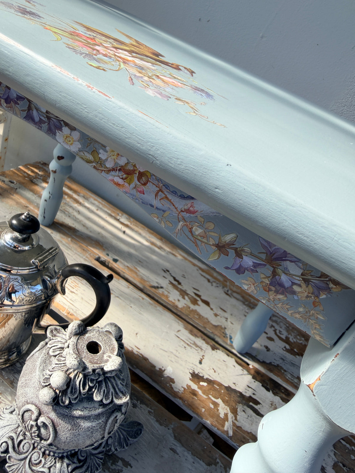 Paisley painted small wooden table