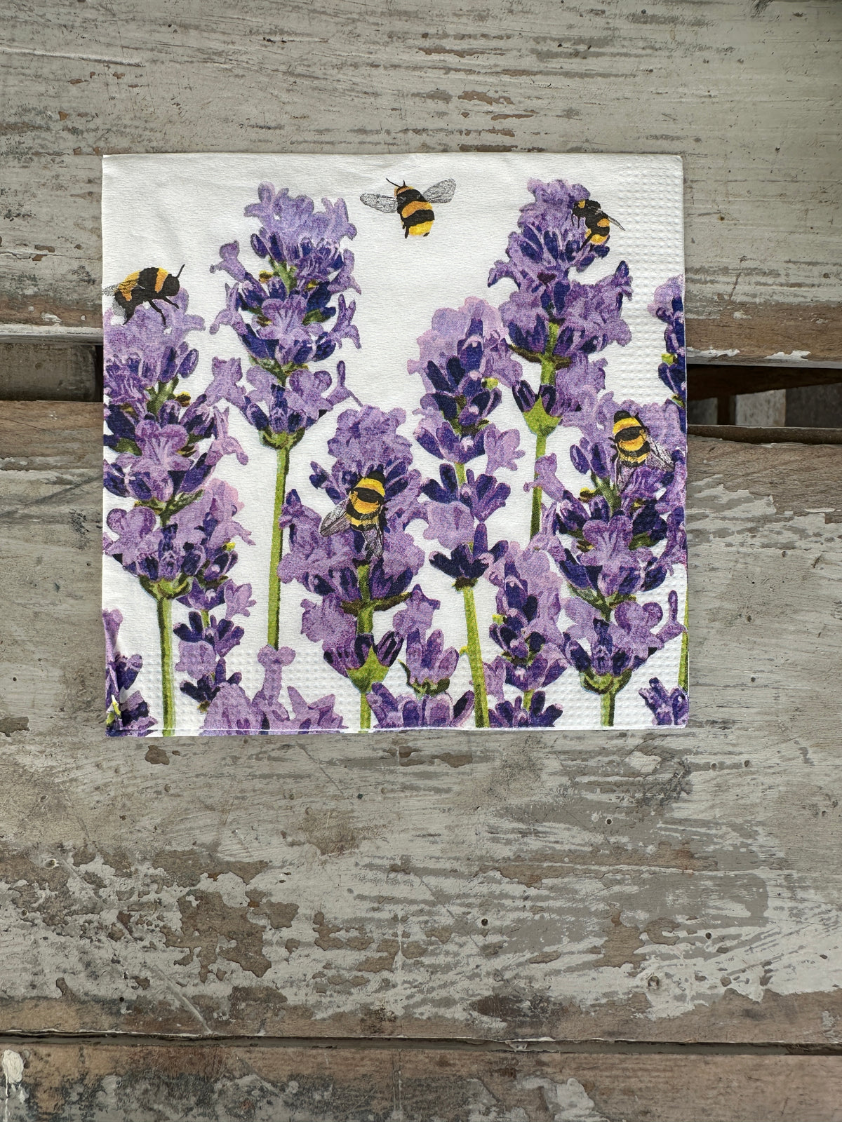 Bees & Lavender Napkin for Decoupage
