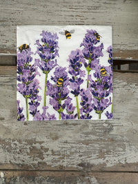 Bees & Lavender Napkin for Decoupage