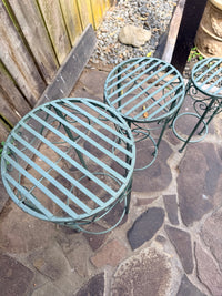 Antique Green set of 3 Round tables nest of tables metal
