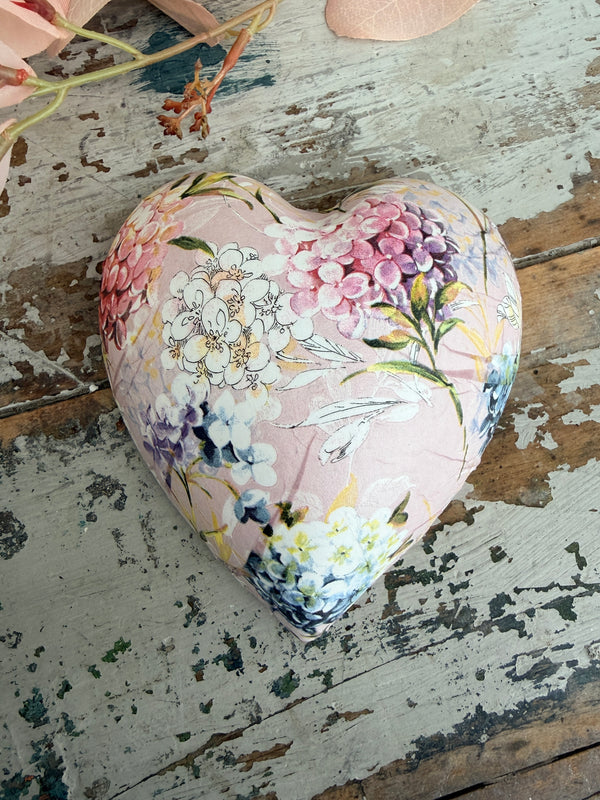 Lilac Pink Hydrangeas Ceramic Heart