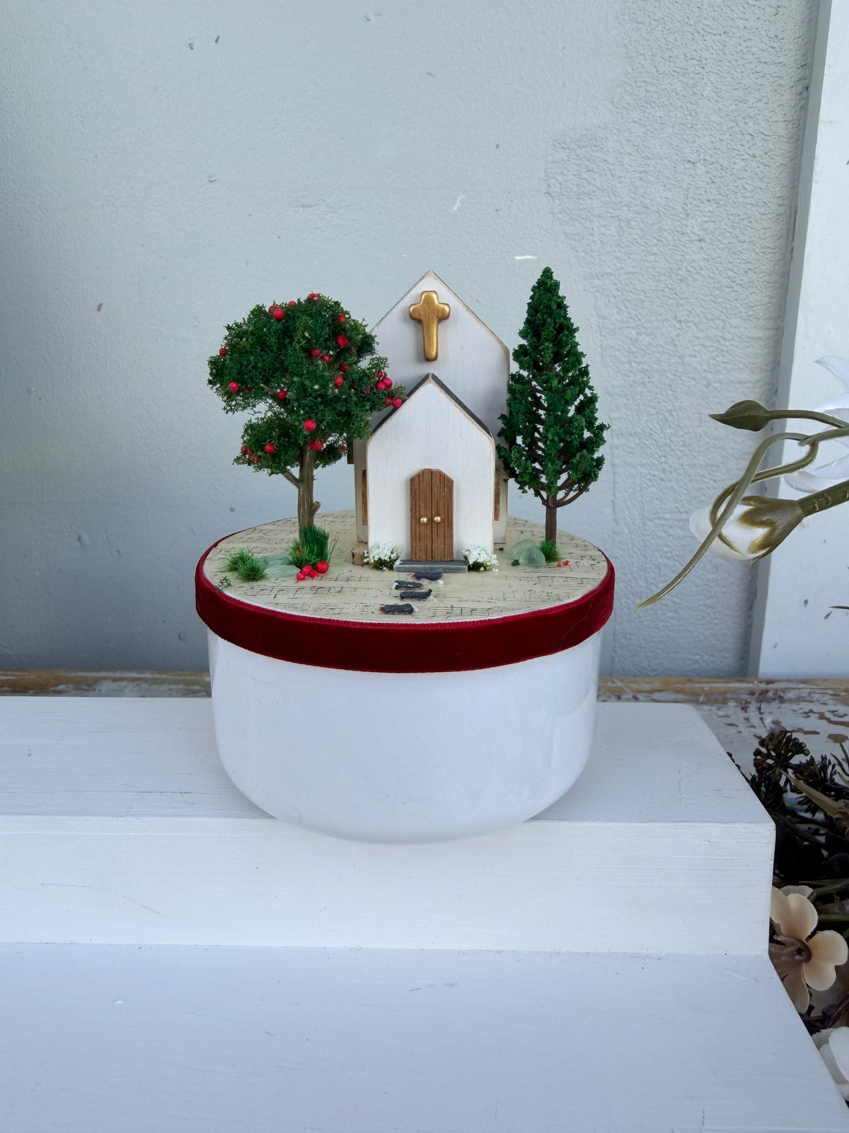 Miniature Church Series Red Handmade Diorama