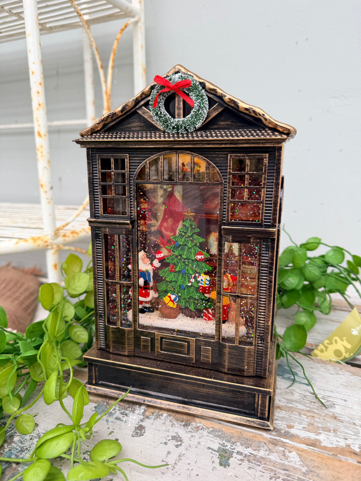 Moving Light Up Globe Santa Fireplace