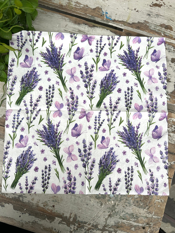 Lavender, Violets & Butterflies Napkin for Decoupage
