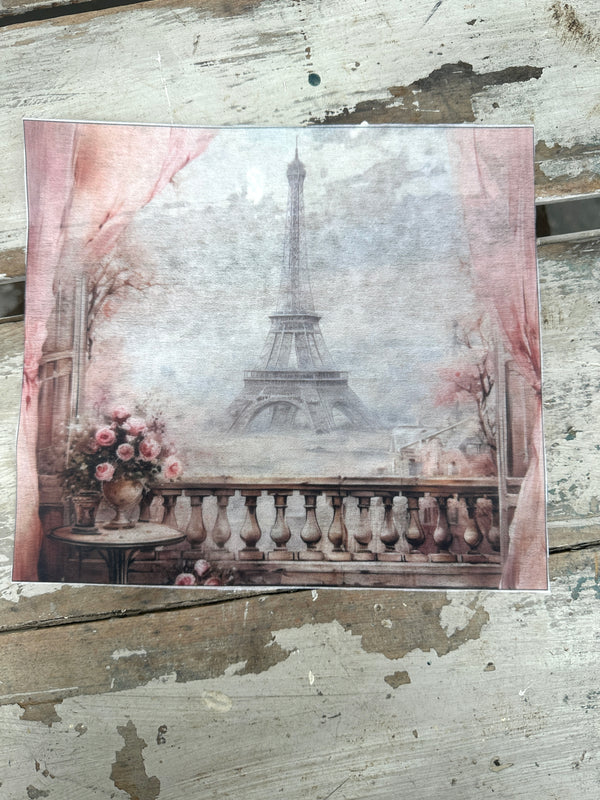 Pink Eiffel Tower Paper for Decoupage 