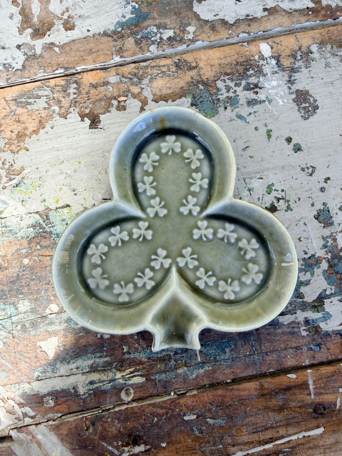 Shamrock (three leaf clover) ceramic dish Wade