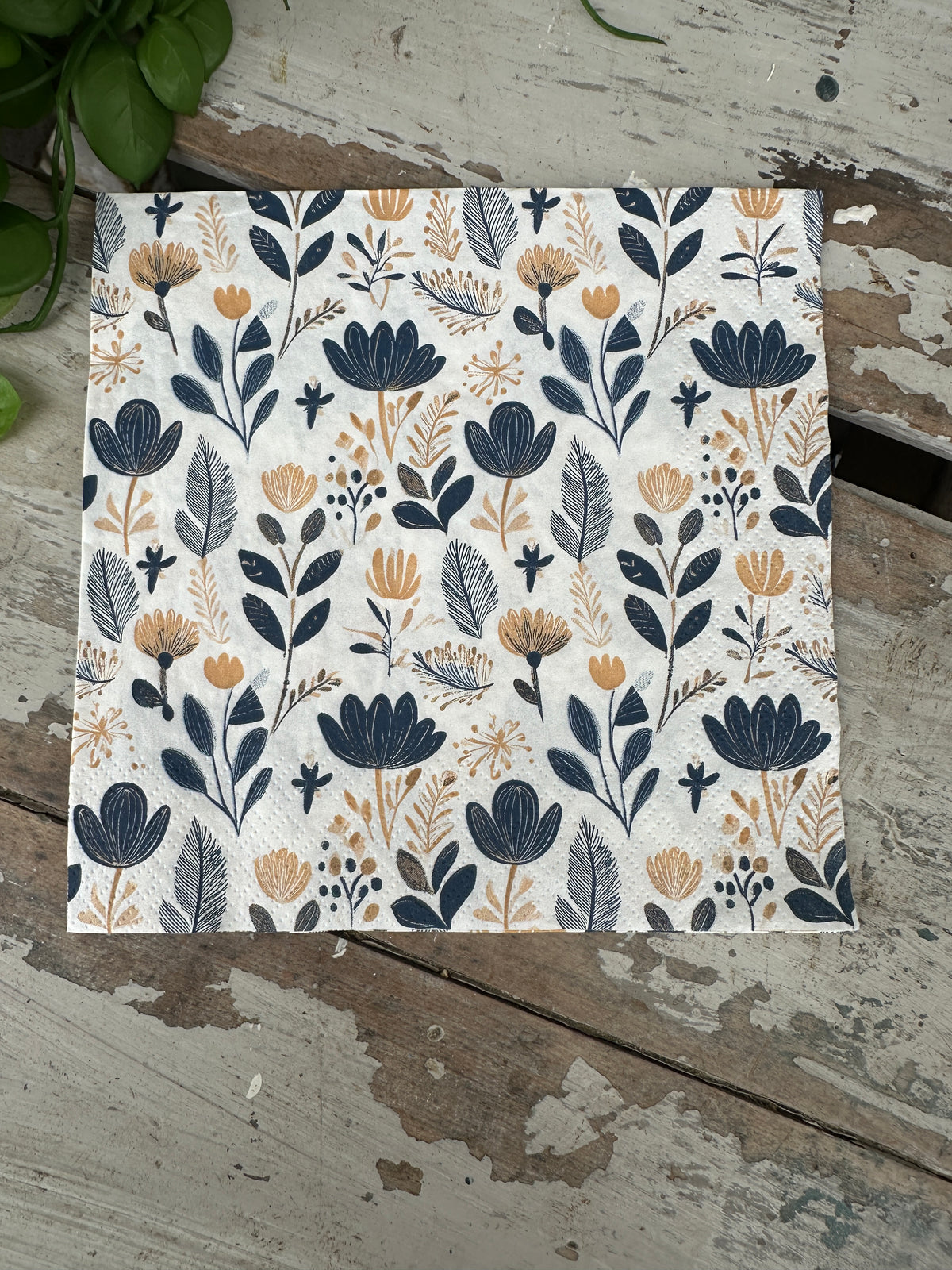 Scandinavian Navy & Mustard Napkin for Decoupage