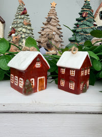 Hanging Mini ceramic Houses Red