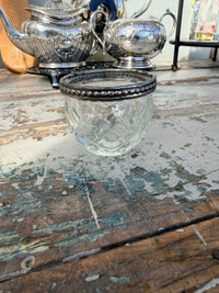 Glass pot with Silverware edging