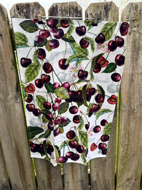 Tea towel Dark Cherry & Script Michel design works