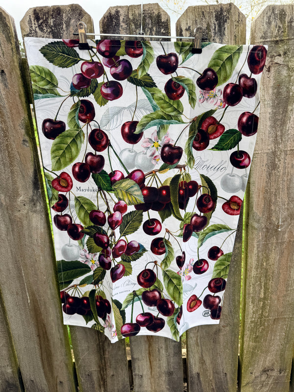 Tea towel Dark Cherry & Script Michel design works