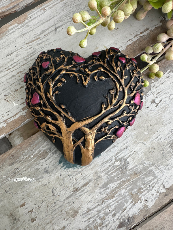 Wall heart Heart Tree antique gold & pink