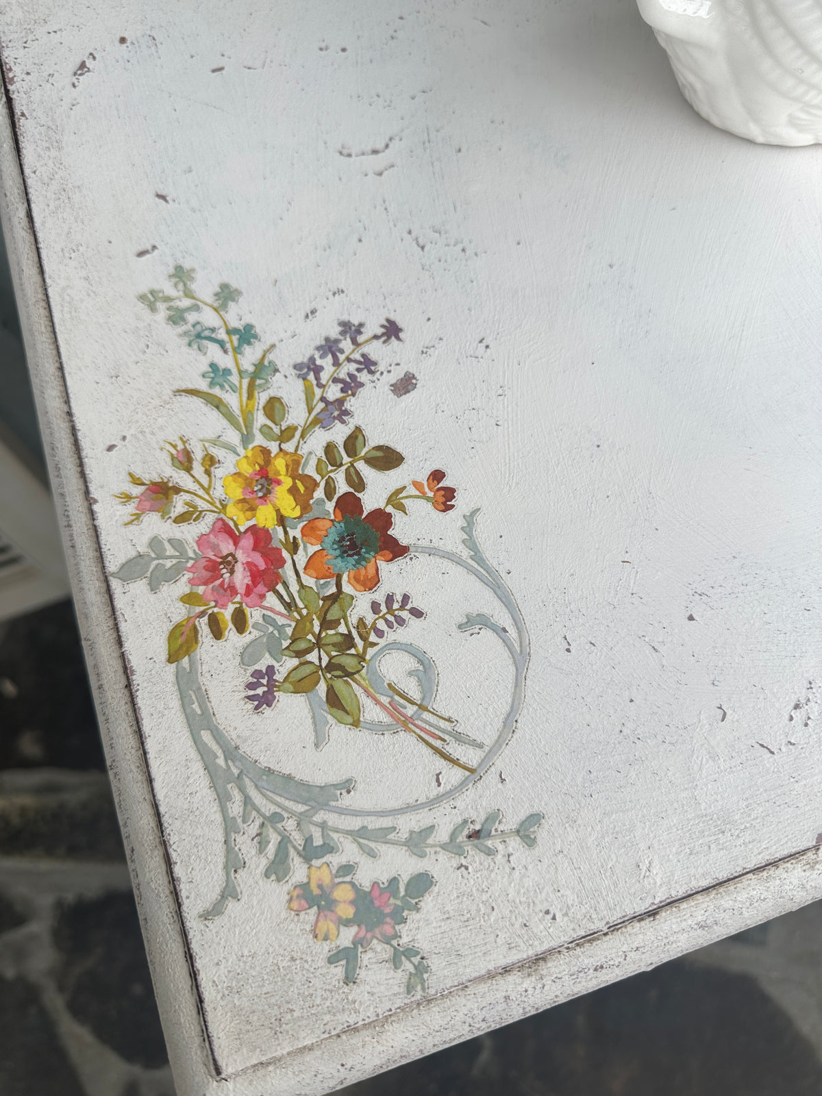 Shabby Chic Storage Cupboard with shelf with chalk paint and iod transfer