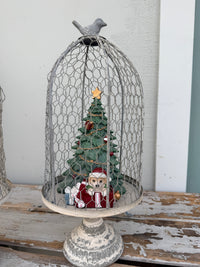 Antique Iron Metal Cloche w Bird