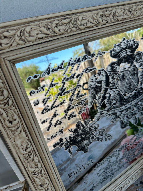 Rustic French Cream Mirror with Typography large