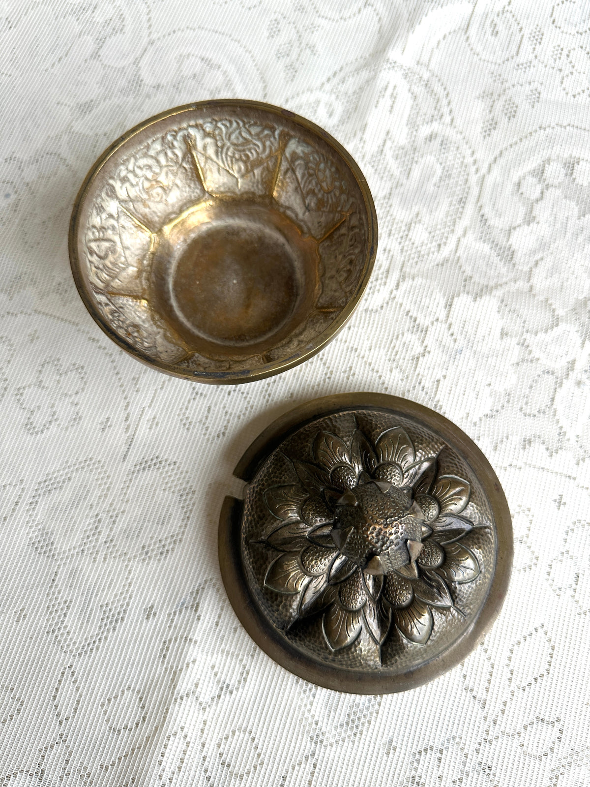 Decorative Brass lidded bowl