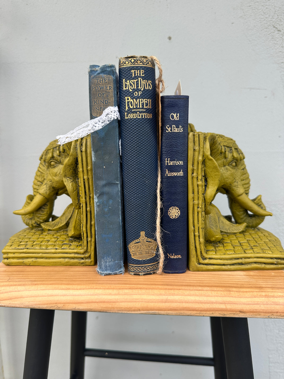 Elephant Bookends in French Country style