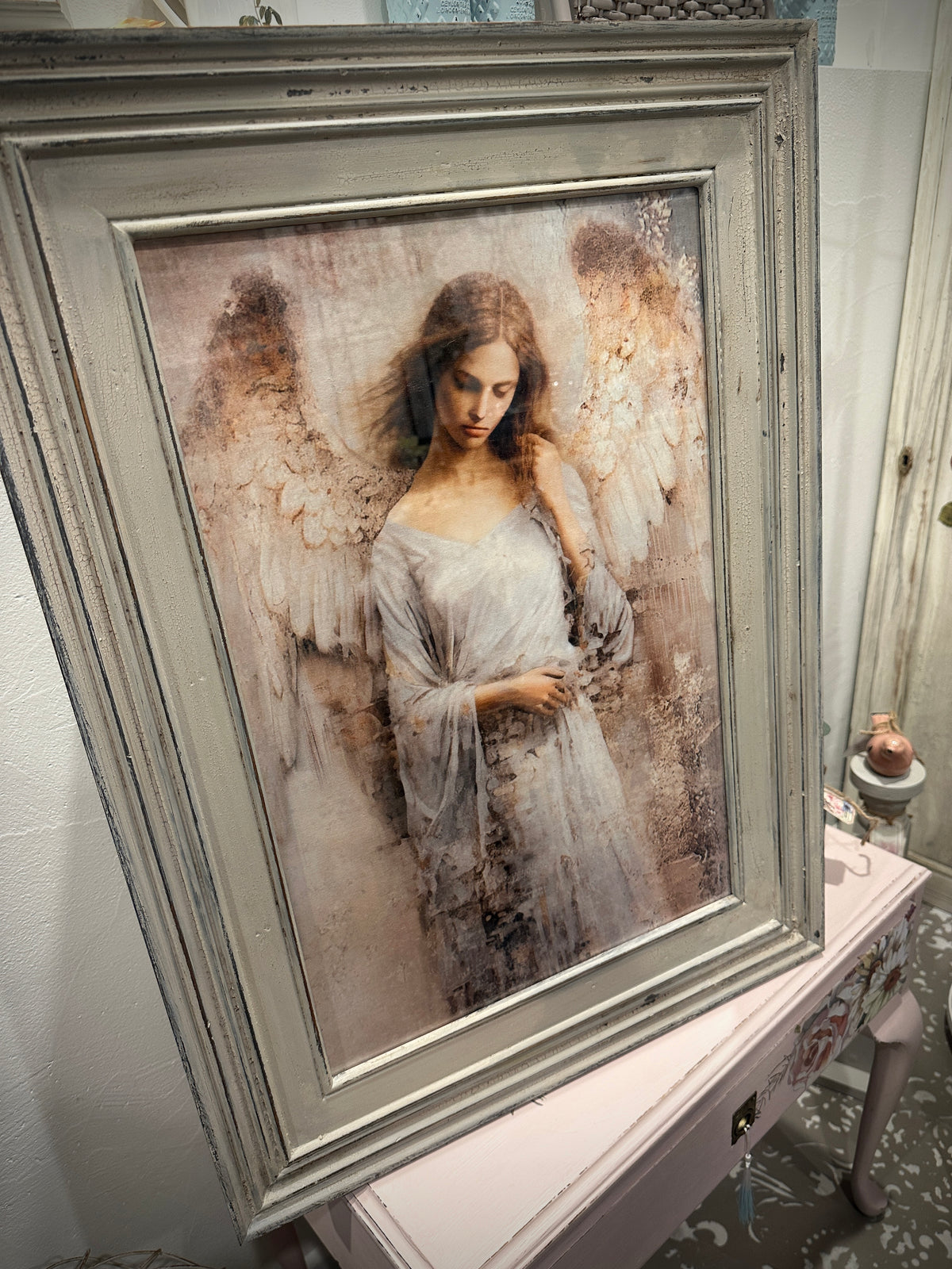 Peaceful Angel Artwork with glass framed COLLECT ONLY