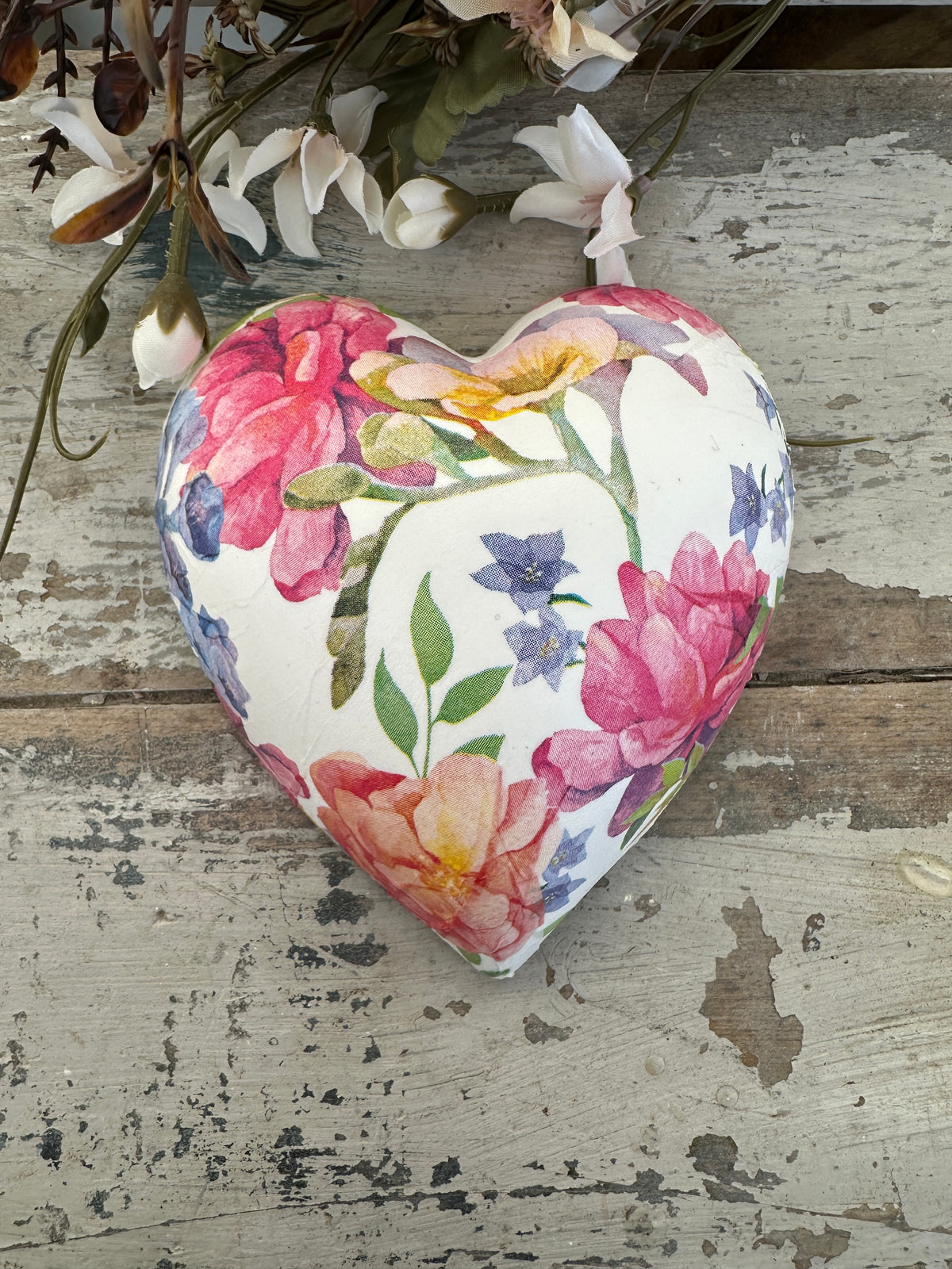 Orchids & Peony Ceramic Heart