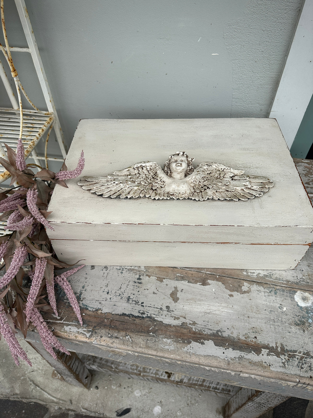 Angelic large Box chippy milk painted COLLECT OR GET COURIER QUOTE