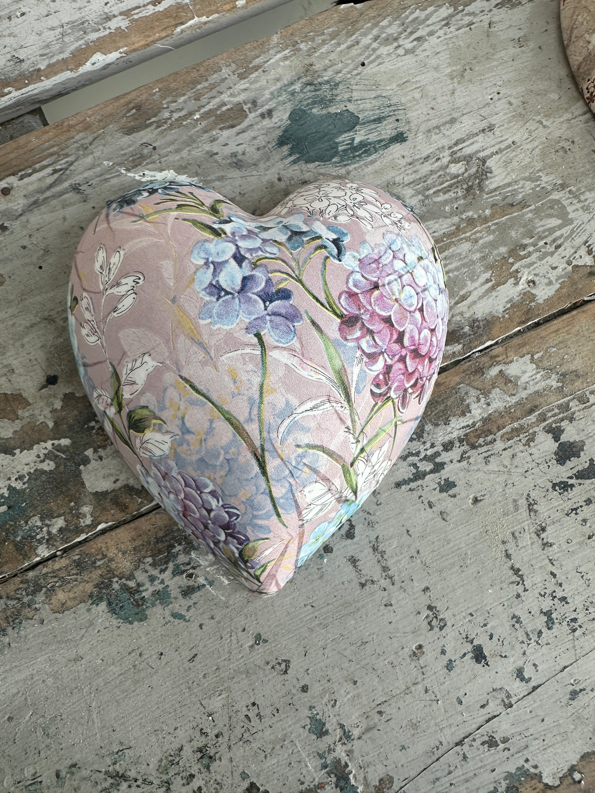 Pink Hydrangea Ceramic Heart