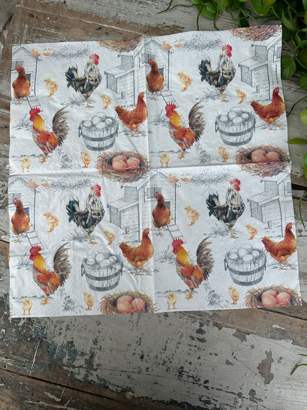 Chicken Farm Napkin for Decoupage