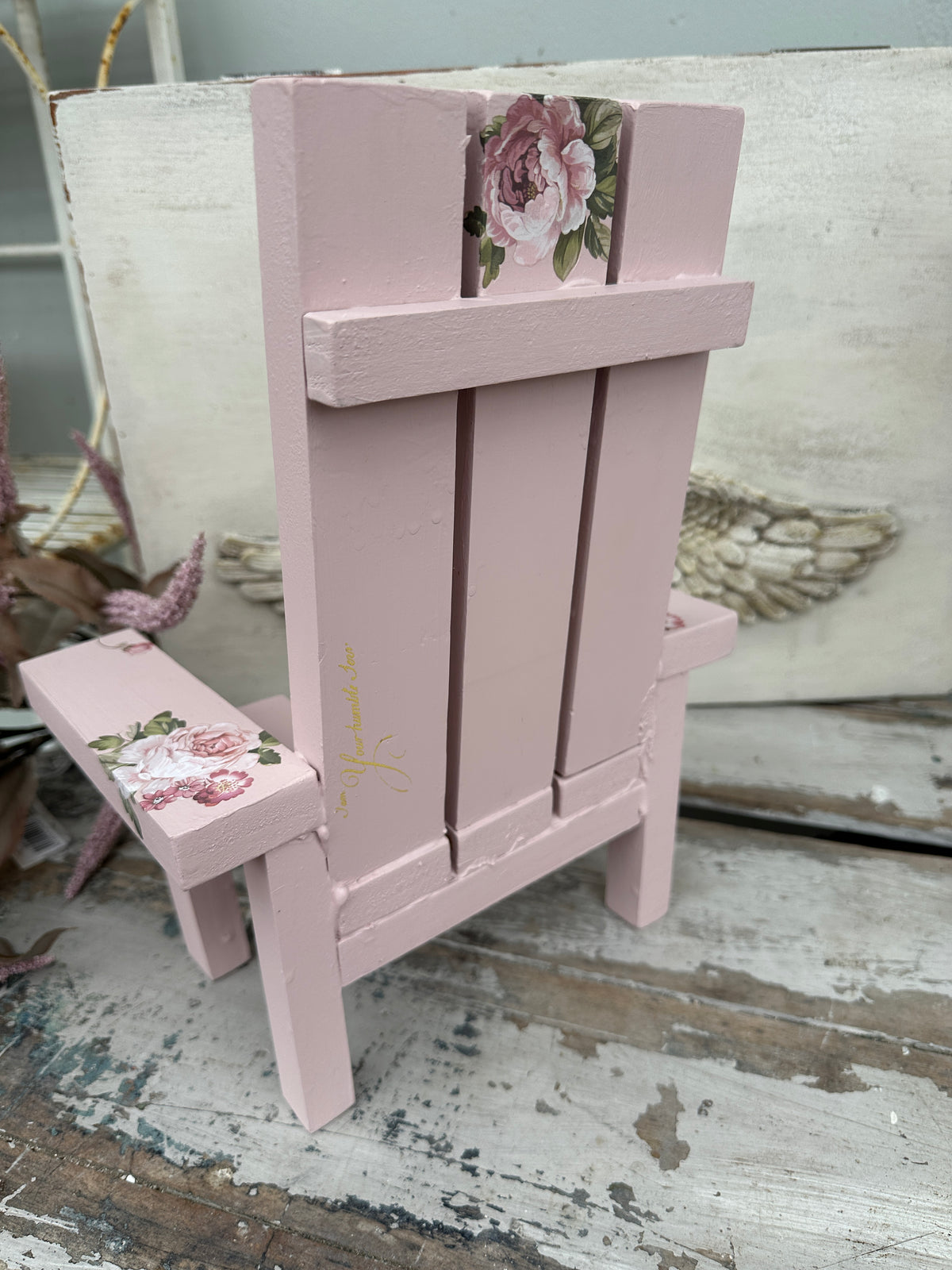 Handmade Pink & Floral mini chair