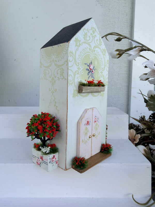 Miniature Handmade Houses Green series Lime Patterned