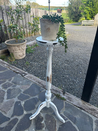 Tall Wooden Stand White & Floral