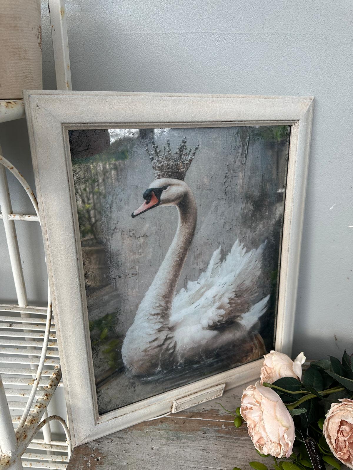 Swan Artwork with Mirror glass framed