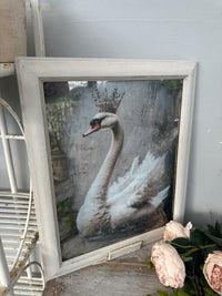 Swan Artwork with Mirror glass framed