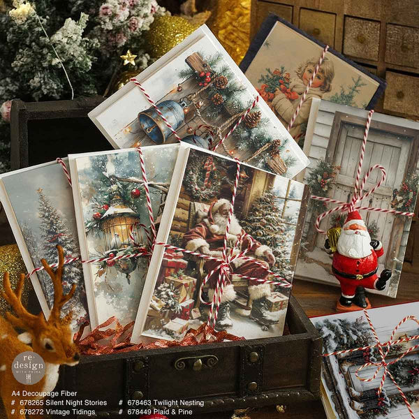 Farmhouse Noel Mulberry Tissue Paper for Decoupage A4 1 sheet
