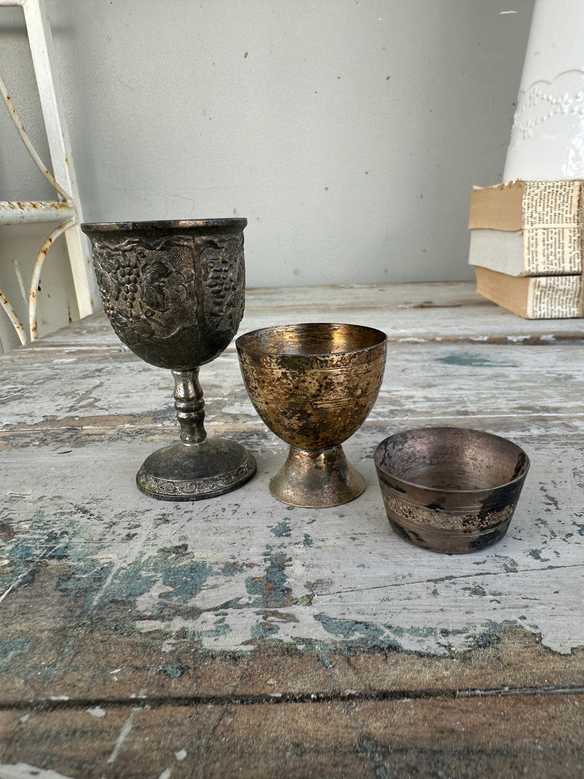 Silver egg cups set of 3