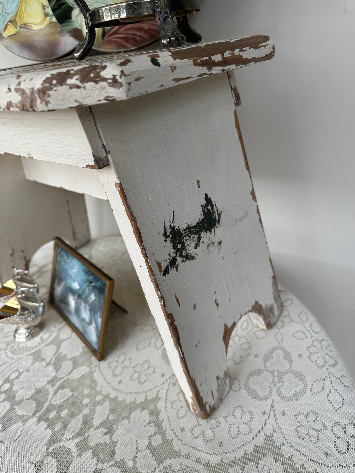 Aged Stool with original chippy patina