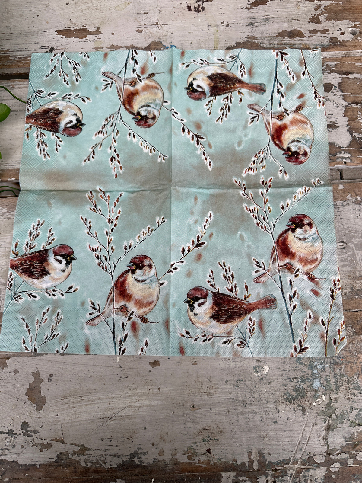 Bird Winter Melody blue/grey Napkin for Decoupage