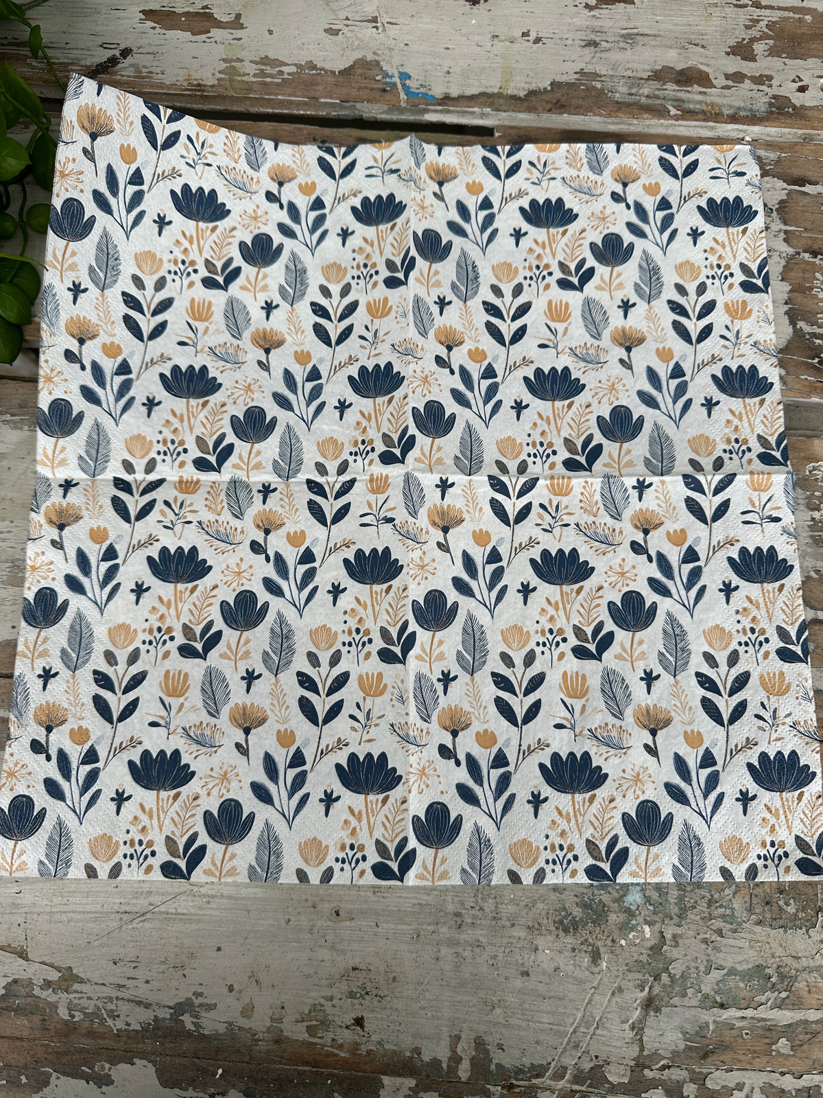 Scandinavian Navy & Mustard Napkin for Decoupage