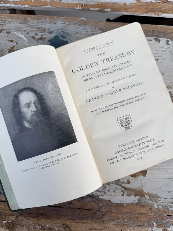 1919 Antique Poem Book the Golden Treasury by Palgraves leather cover