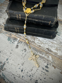 Decor prayer beads longer in clear and gold rosary