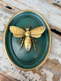 Golden Bee Forest Green Wall Art