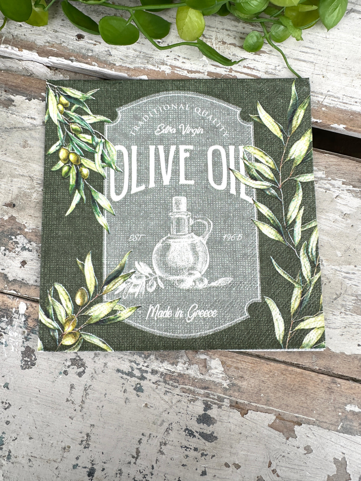 Olive Oil Napkin for Decoupage