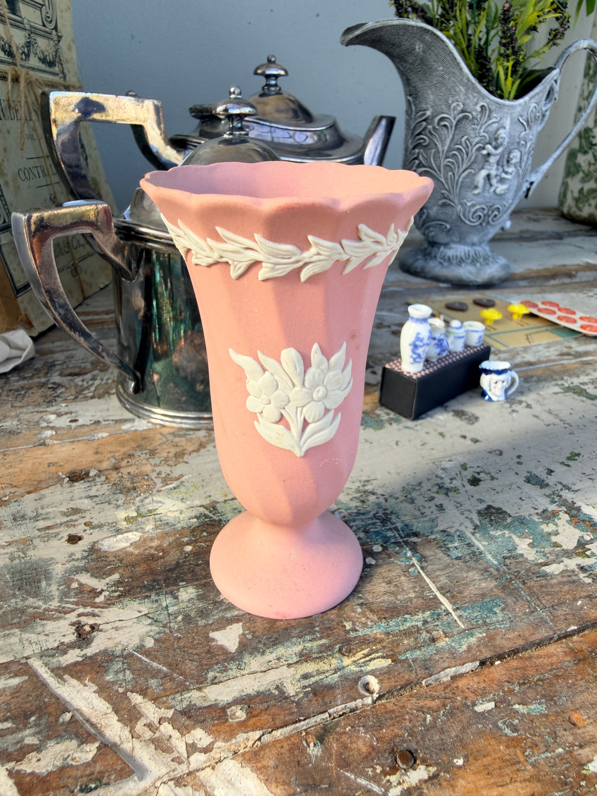 Wedgewood Jasperware Vase Pink & White